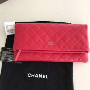 Authentic Brand New Chanel Fold Over Clutch Red